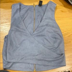 Blue Velvet Cross Over Crop Top